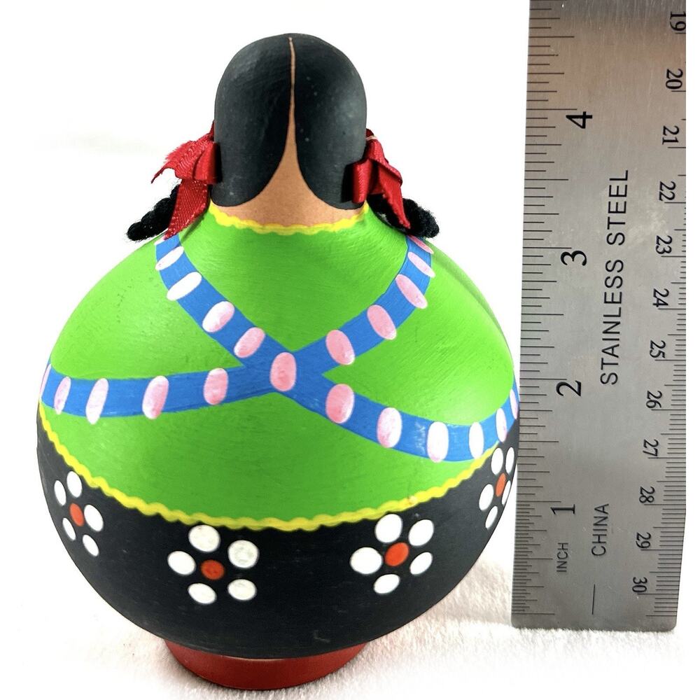 Vintage Miniature Mexican Folk Art Huarachudo Pottery Clay Hand Painted Cancun - Picture 7 of 10